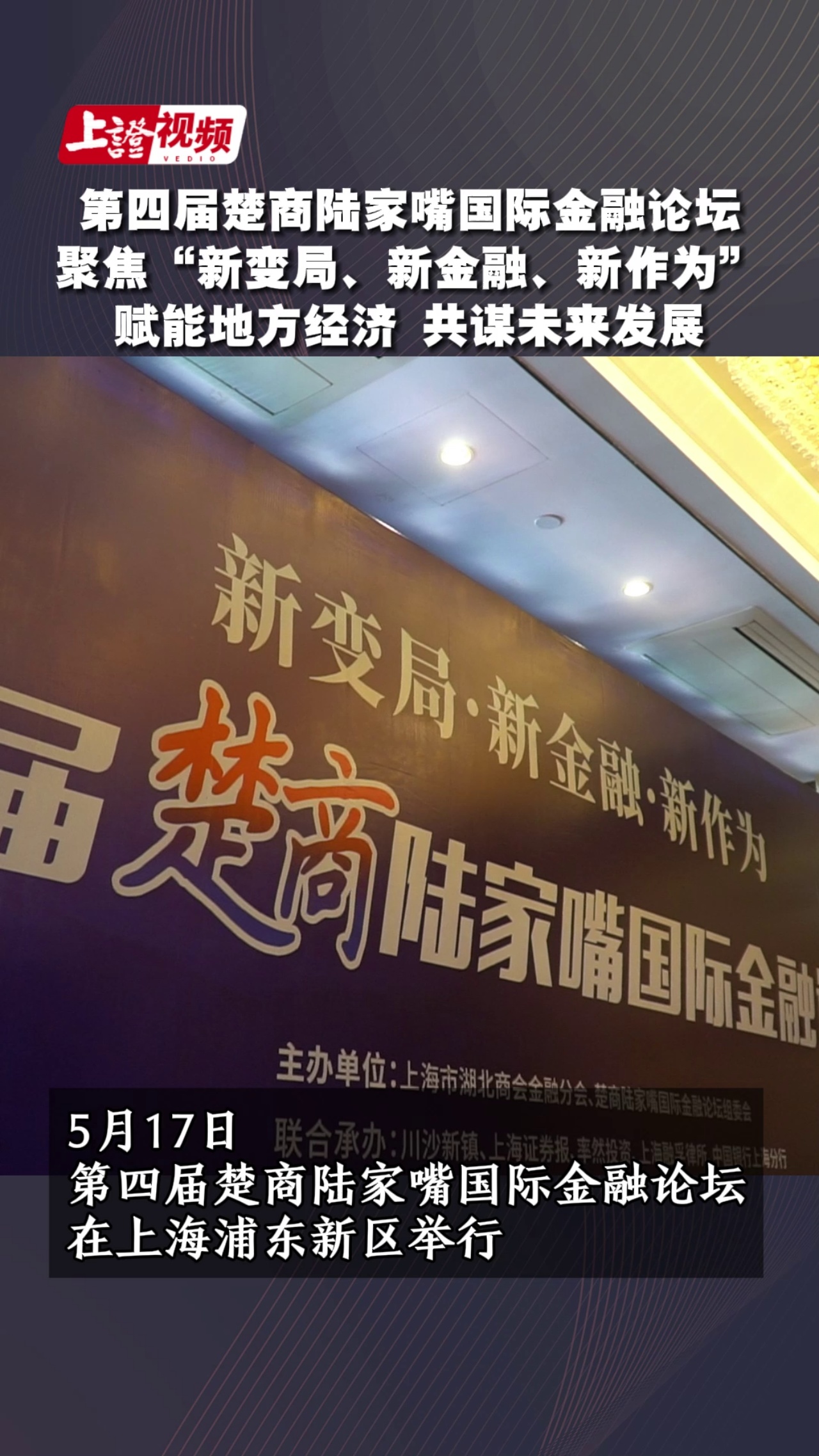 第四届楚商陆家嘴国际金融论坛 聚焦“新变局、新金融、新作为” 赋能地方经济 共谋未来发展