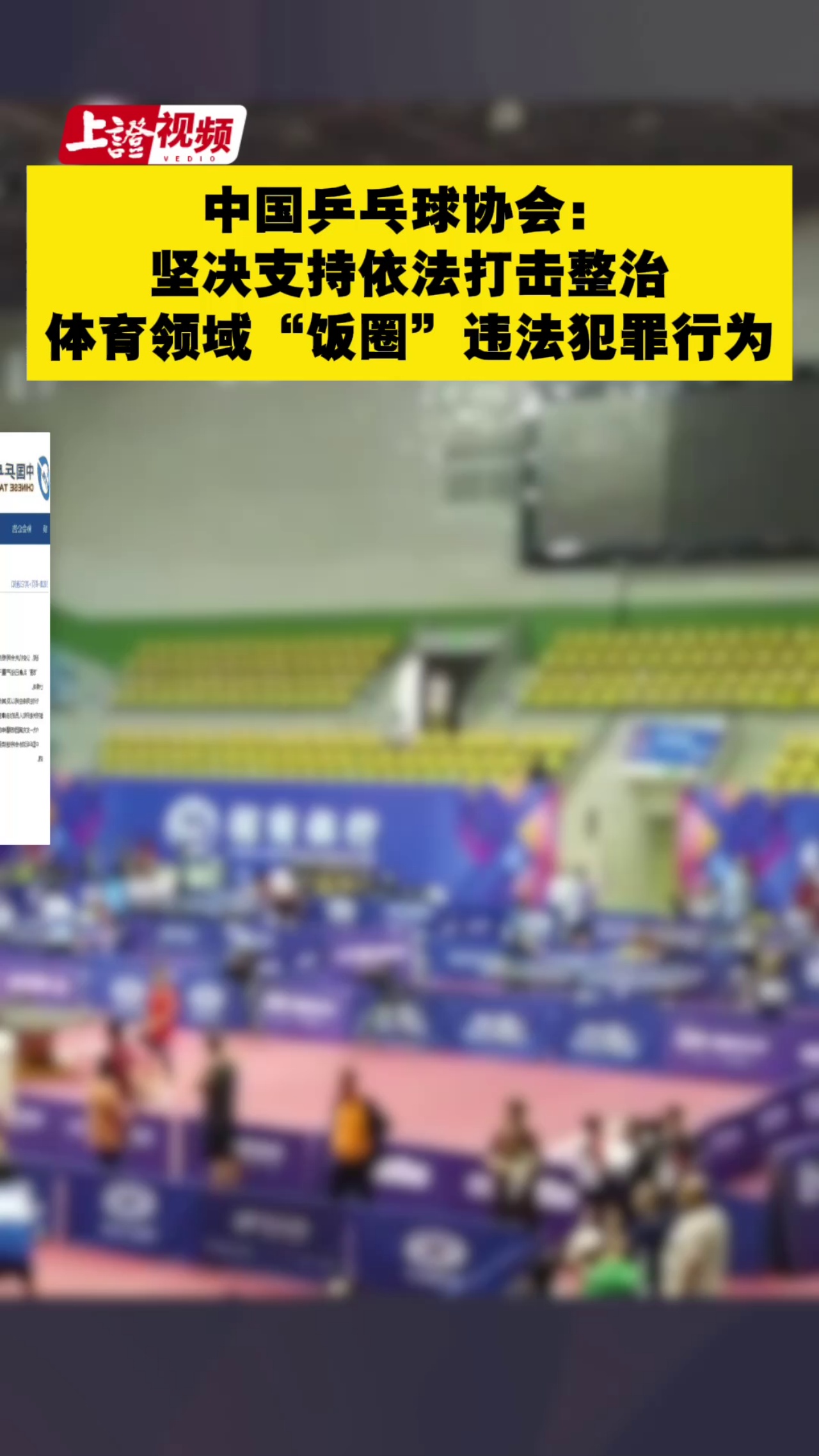 中國乒乓球協(xié)會：堅決支持依法打擊整治體育領域“飯圈”違法犯罪行為